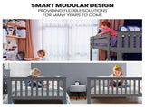 Kingston Slumber Bunk Bed Triple Wooden Single Over Double Beds for Kids, Solid Pine Wood, V219-BEDDBBKS02GA