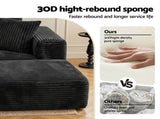 Artiss Modular Bed with Ottoman Sectional Boneless Couches for Living Room Corduroy Compressed SBED-K-CDY-5S-BK-ABC