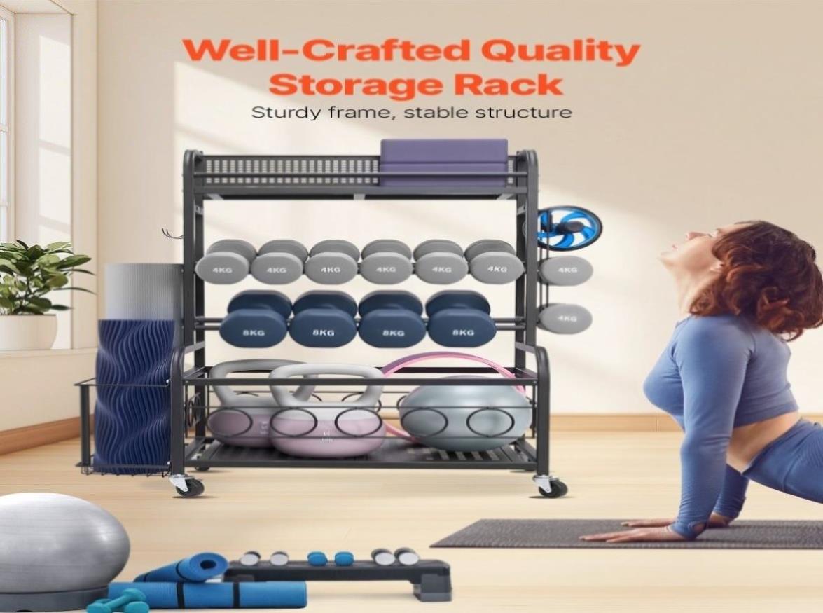 Home Gym Workout Equipment Organizer Yoga Mat Storage Weight Rack ...