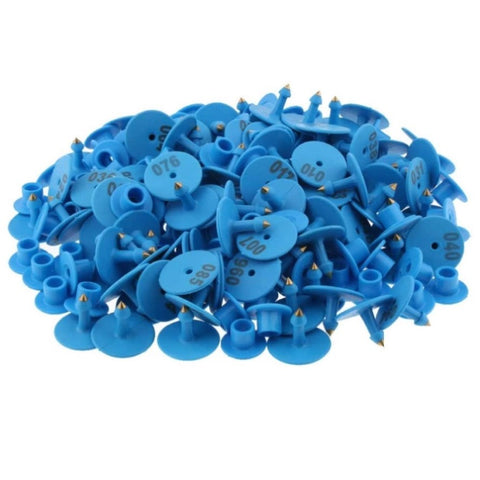1-100 Cattle Number Ear Tags Set - Round Blue Pig Sheep Goat Livestock Labels V238-SUPDZ-32497318363216