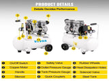 Air Compressor 6.6 Gallon, Portable Air Compressor 1 HP, Oil Free Air Compressor Steel Tank 750W, V952-WSKYJ750-25L00001V3