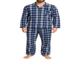 Mens Flannelette Pyjama Set Sleepwear Soft 100% Cotton PJs - Blue Check - 3XL V563-JSPJ4-24-49-3XL
