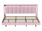Levede King Floating Bed Frame LED Headboard USB Pink BF1062-K