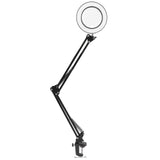 LED 5X Magnifying Lamp with Clamp USB Dimmable Desk Magnifier Light for Reading Embroidery V1294-YM0901-3119200149311