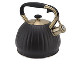 3.5L Whistling Tea Kettle, Stainless Steel Pumpkin Shape Tea Pot, Stovetop Teapot, Black V1263-JX-3010