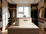 56L Double Zipper Storage Box with Faux Leather Handles Large Capacity Lidded Basket, Perfect for V1102-SLLSNX005