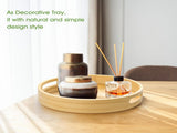12 inch Round Serving Wooden Tray with Handles, Bamboo Decorative Tray Serving for Serving Beverages V1192-AZ-W-3261