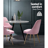 Artiss Dining Chairs Set of 2 Velvet Channel Tufted Pink UPHO-D-DIN203C-VEL-PKX2