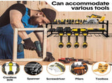 Power Tool Organizer Wall Mount 7 Drill Holder 3 Layer Heavy Duty Metal for Drill Plier Hammer Rack V985-POWERTOOLORGANIZER