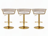 Artiss Bar Stools X3 Kitchen Counter Chair Gas Lift Velvet Woven Backrest Ivory BA-K-1006-IVX3