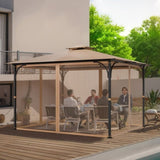 Gazebo Netting Replacement, Fit Most 10 x 12 x 7.3 FT Gazebo, Outdoor Garden Gazebo Net, 4-Panel V952-LTWZDL10FT12CIV6IV0