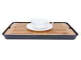 Rectangle Bamboo Tea Tray Teapot Mat Serving Tray Draining Board Tea Set Home Kitchen Use13in 1100ml V1294-YM0721-3118210073612