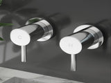 Cefito Basin Twin Tap Wall Round Brass Faucet Shower Bathtub Chrome TAP-A-TAPS-RO-SI