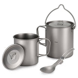 750ml titanium pot 750ml Pot Water Mug Cup with Lid and Foldable Handle Portable Camping Cookware V1369-AZ3-W-16073