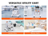 VEVOR 2 Tiers Lab Carts Mobile Medical Cart with 1 Drawer & 1 Top Tray White V952-SYSTCECKFBS42J1Z1V0