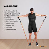 Social Hike Resistance Band Set with Handles - 11pcs Home Workout Kit 4.5-68kg V238-SUPDZ-41187495280720