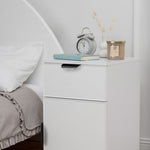 PORTO BEDSIDE TABLE - WHITE - SLIM - PULL BLACK V164-ECS13WFTB03B