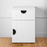 PORTO BEDSIDE TABLE - WHITE - VJ PANEL - HALF MOON BLACK V164-ECS13WVB04B