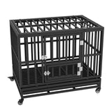 Heavy Duty Dog Crate 38 in Metal Dog Kennel with Wheels and Removable Tray V952-GLSYSDXPF3742TS8BV0