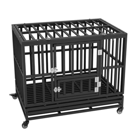 VEVOR Heavy Duty Dog Crate 38 in Metal Dog Kennel with Wheels and Removable Tray V952-GLSYSDXPF3742TS8BV0
