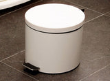 5L Round Lidded Trash Can Foot Pedal Garbage Bin for Kitchen Bathroom Hotel-White V1161-100815