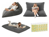 Artiss 3 in 1 Bean Chair with Filler Convertible Bean for Adults, Corduroy DIY Stuffed Bean BD-3IN1-GR-5FILLER