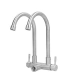 G3/4 Double Nozzle Single Cold Faucet 360 Degree Rotating 304 Stainless Steel Basin Tap for Kitchen V1294-YM0523-3112210105711