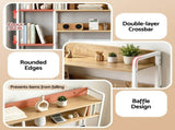 Artist Desk Organizer 2-Tier Desk Shelf 24cm Depth for Unblocked Monitor View Asymmetrical Desk DSK-SHF-001-WDWH
