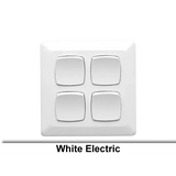 Clipsal Switch Flush Mount Rocker Large Square Standard 4 Gang 10A 250V 1/2 Way Vertical White V1202-V1-CLIP2034-2VAWE