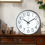 12 Inch Modern Wall Clock, Battery Operated Silent Quartz Kitchen Clock ROund Easy To Read For V1188-MS-227-0610