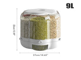 Food Grain Container Large Capacity 9L 6 Grid Rotatable Rice Dispenser Sealed Grain Food V1294-YM0523-10341435