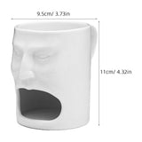 Face Shape Ceramic Cookie Holder Mug with Biscuit Holder White V1192-AZ-W-27414