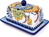 Hand Painted Porcelain Butter Dish with Lid, Decorative Ceramic Butter Keeper for Table Presentation V1237-ZY-924-073