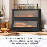 CARLA HOME Double Layer Bamboo Bread Box for Kitchen Counter - Large Capacity Bread Storage V178-36199