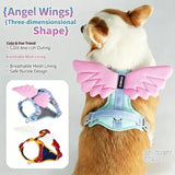 3D Angel and Devil Wing Harness and Leash Set for Cats and Dogs, Escape-Proof No-Pull Walking Vest V1341-ZY-HTPSQ2DB-BLUEHARNESSLEASHSET-L