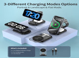 CHOETECH T618-F-BK 3-in-1 15W MagSafe Wireless fast Charger Stand for iPhone i-Watch AirPods w/ V28-ELECHOT618FBK