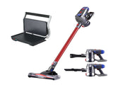 Devanti K7 Cordless Stick Vacuum Cleaner plus Sandwich Maker Panini Press VAC-K7-RD-SM-1SET-BK