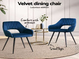 Artiss Dining Chairs Set of 4 Velvet Hollow Armchair Blue MO-DIN-KJC115-VEL-NAX4