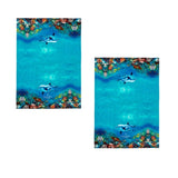 Ashdene Set of 2 Playful Dolphins Cotton Kitchen Tea Towels 50 x 70 cm Reef Exploring V442-LDE-TEAT-SETOF2REEFEXPLORING-MULTI-RE