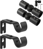 Adjustable 1 Inch Curtain Rod Brackets, Black Iron Wall Mounts, 2 Pack V1258-DP02-C-1225