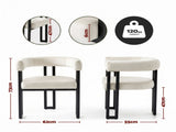 Artiss Dining Chairs Set of 2 Velvet Upholstered Barrel Chairs with Curved Armrests & Back Beige UPHO-C-DIN-2553-BGX2