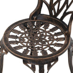 Gardeon 3PC Outdoor Setting Bistro Set Chairs Table Cast Aluminum Patio Furniture Tulip Bronze GB-CALU-3PC-XG1018-BZ