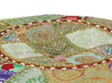Patchwork Pouffe Round Cotton Handmade 40x20 Cm Green 43_246573