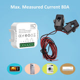 Smart Energy Meter TY Power Consumption Monitor with 2 80A CT Clamp Electricity Statistics Current V1294-YM0901-HS7028