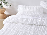 Vintage Design Homewares Haven White Washed Cotton Ruched Quilt Cover Set Double V442-HIN-QUILTCS-HAVEN-WHITE-DS