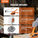 VEVOR Banding Strapping Kit with Strapping Tensioner Tool, Banding Sealer Tool, 1000 m Length PP V952-PPDKZTJ1000MX4U8OV0