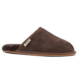 GROSBY Buck UGG Mens Sheepskin Slippers Scuff Slip On Leather Moccasins in Chocolate V563-GROSBY-401240-CHOC-UK7