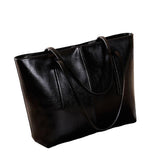 Women's Leather Tote Bag Cowhide Shoulder Bag or Handbag - Black V1263-JX-3479