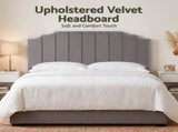Artiss Bed Head Headboard King Velvet 183CM - Grey BED-HEAD-WING-K-GY