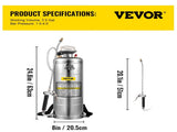 3.5Gal Stainless Steel Sprayer,l Set 20" Wand& Handle& 3FT Reinforced Hose, Hand Pump Sprayer V952-PWQBXG12L00000001V0